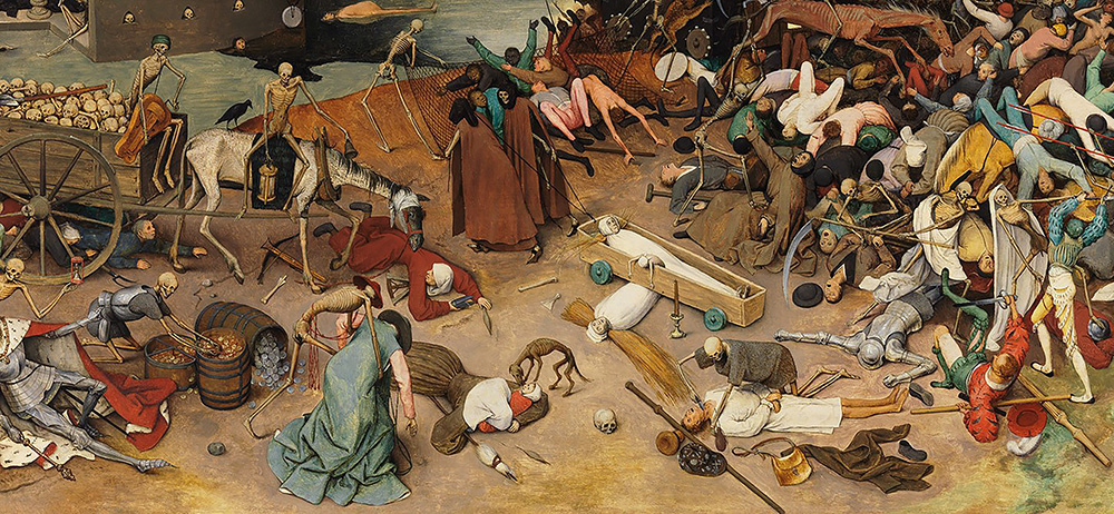 Pieter Bruegel Zaharraren 'Heriotzaren garaipena' (1562) lanaren zati bat.